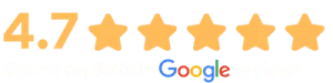 4.7 out of 5 stars rating, based on 3000 Google reviews.