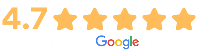 4.7 out of 5 stars rating, based on 3000 Google reviews.